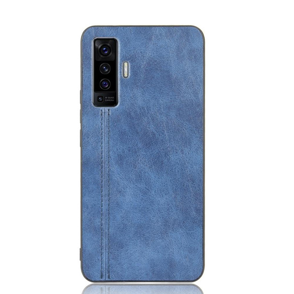 Vivo X50 Shockproof Sewing Cow Pattern Skin PC + PU + TPU Case(Blue)