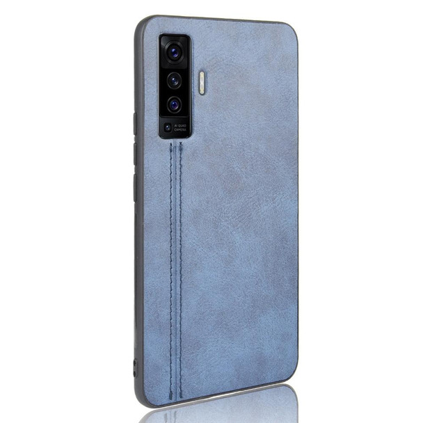 Vivo X50 Shockproof Sewing Cow Pattern Skin PC + PU + TPU Case(Blue)