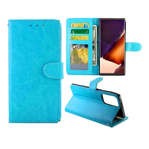 Samsung Galaxy Note20 Ultra 5G Crazy Horse Texture Leather Horizontal Flip Protective Case with Holder & Card Slots & Wallet & Photo Frame(baby Blue)