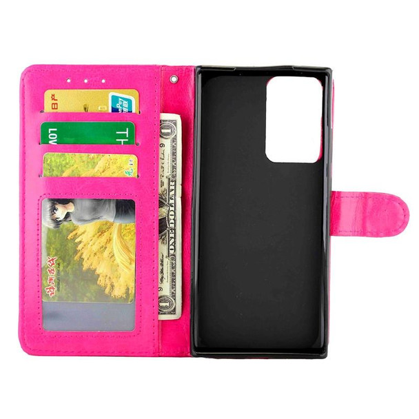 Samsung Galaxy Note20 Ultra 5G Crazy Horse Texture Leather Horizontal Flip Protective Case with Holder & Card Slots & Wallet & Photo Frame(Magenta)