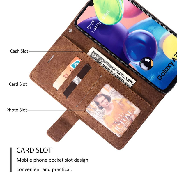 Samsung Galaxy A70s Skin Feel Splicing Horizontal Flip Leather Case with Holder & Card Slots & Wallet & Photo Frame(Brown)