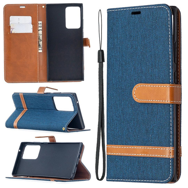 Samsung Galaxy Note20 Ultra Color Matching Denim Texture Horizontal Flip Leather Case with Holder & Card Slots & Wallet & Lanyard(Dark Blue)