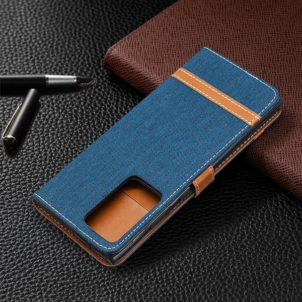 Samsung Galaxy Note20 Ultra Color Matching Denim Texture Horizontal Flip Leather Case with Holder & Card Slots & Wallet & Lanyard(Dark Blue)