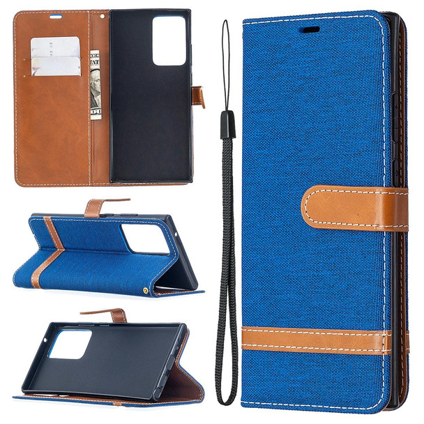 Samsung Galaxy Note20 Ultra Color Matching Denim Texture Horizontal Flip Leather Case with Holder & Card Slots & Wallet & Lanyard(Royal Blue)