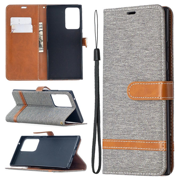 Samsung Galaxy Note20 Ultra Color Matching Denim Texture Horizontal Flip Leather Case with Holder & Card Slots & Wallet & Lanyard(Grey)