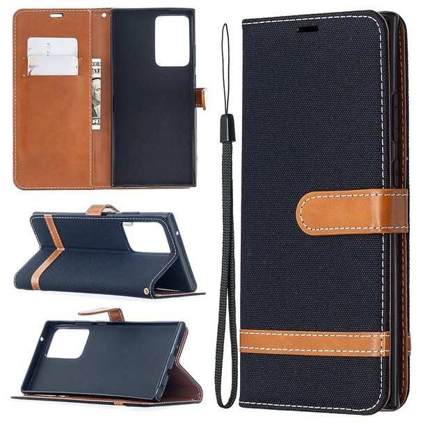 Samsung Galaxy Note20 Ultra Color Matching Denim Texture Horizontal Flip Leather Case with Holder & Card Slots & Wallet & Lanyard(Black)