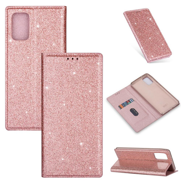 Samsung Galaxy S20 Ultrathin Glitter Magnetic Horizontal Flip Leather Case with Holder & Card Slots(Rose Gold)