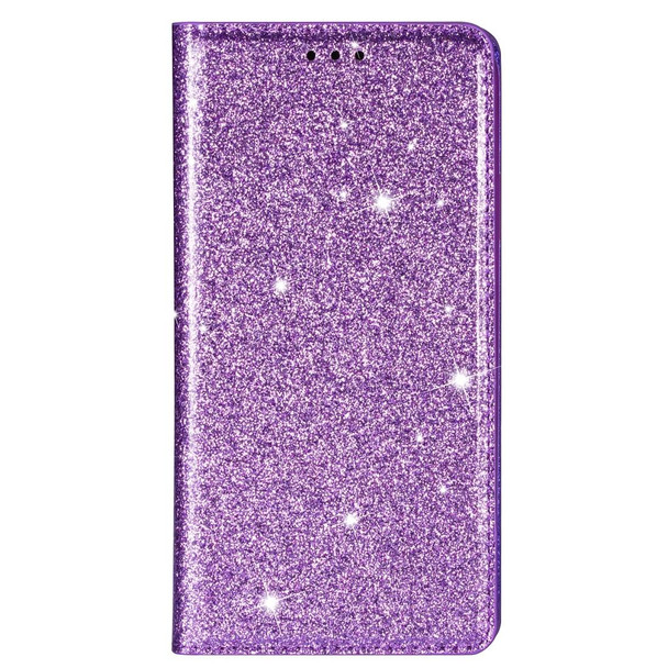 Samsung Galaxy A20 / A30 Ultrathin Glitter Magnetic Horizontal Flip Leather Case with Holder & Card Slots(Purple)