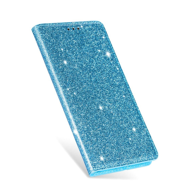 Samsung Galaxy A20 / A30 Ultrathin Glitter Magnetic Horizontal Flip Leather Case with Holder & Card Slots(Sky Blue)