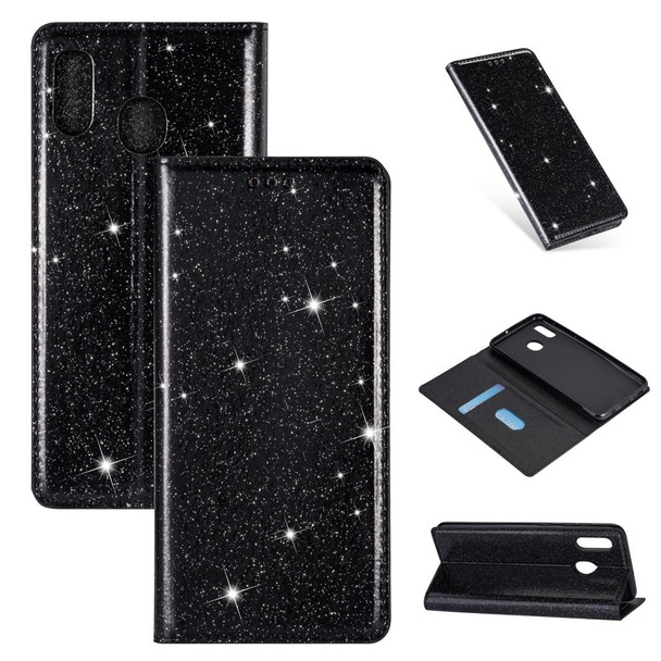 Samsung Galaxy A20 / A30 Ultrathin Glitter Magnetic Horizontal Flip Leather Case with Holder & Card Slots(Black)