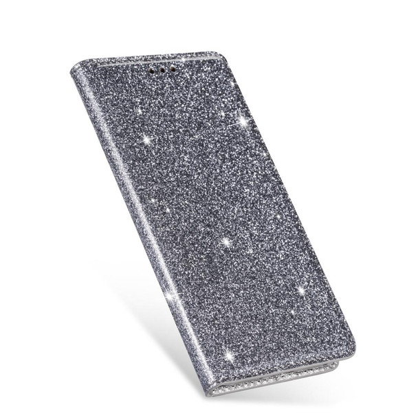 Samsung Galaxy M30 Ultrathin Glitter Magnetic Horizontal Flip Leather Case with Holder & Card Slots(Gray)