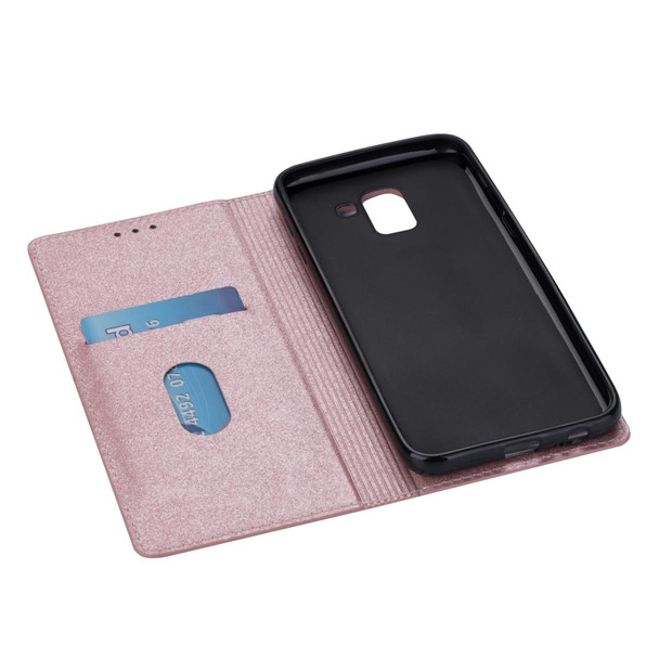 Samsung Galaxy J6 (2018) Ultrathin Glitter Magnetic Horizontal Flip Leather Case with Holder & Card Slots(Rose Gold)