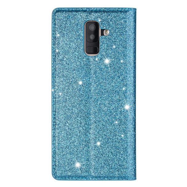 Samsung Galaxy A6+ / J8 (2018) Ultrathin Glitter Magnetic Horizontal Flip Leather Case with Holder & Card Slots(Sky Blue)