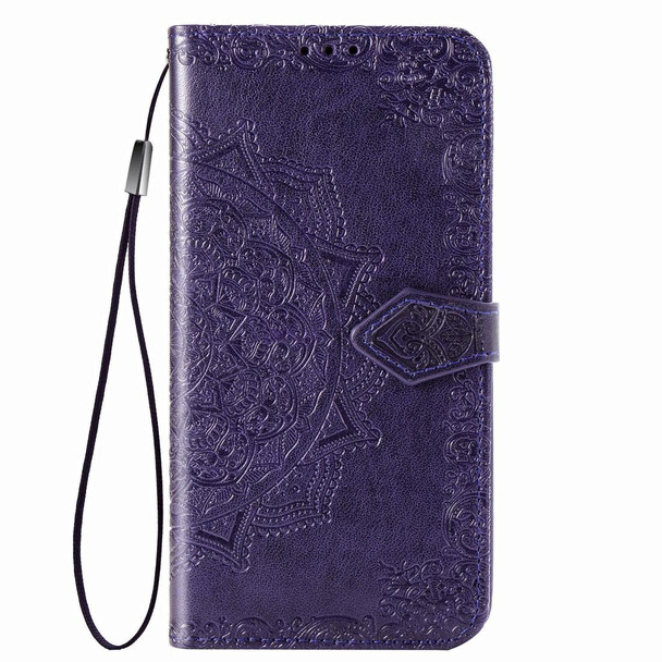 Samsung Galaxy Note20 Ultra Halfway Mandala Embossing Pattern Horizontal Flip Leather Case with Holder & Card Slots & Wallet & Lanyard(Purple)