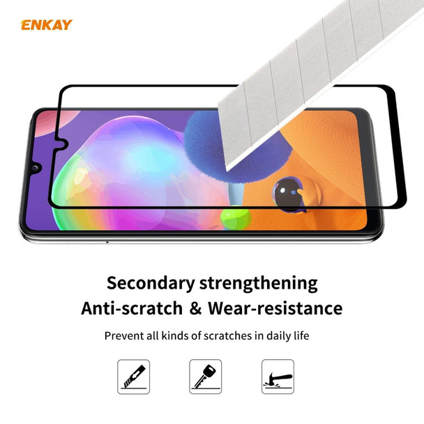 Samsung Galaxy A31 ENKAY Hat-Prince Full Glue 0.26mm 9H 2.5D Tempered Glass Full Coverage Film