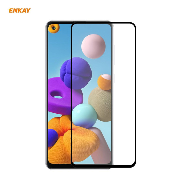 Samsung Galaxy A21s ENKAY Hat-Prince Full Glue 0.26mm 9H 2.5D Tempered Glass Full Coverage Film