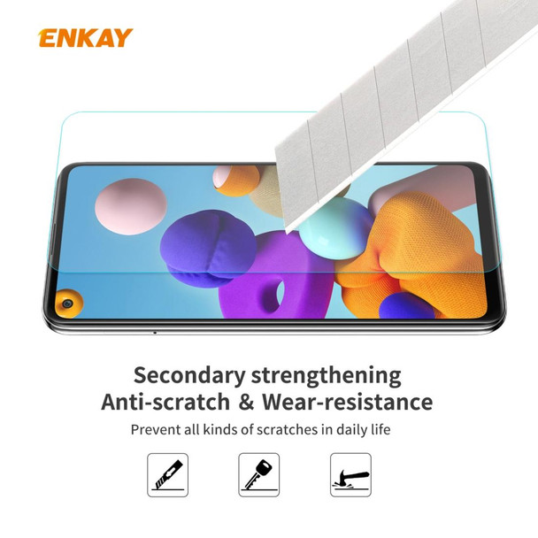 Samsung Galaxy A21s 2 PCS ENKAY Hat-Prince 0.26mm 9H 2.5D Curved Edge Tempered Glass Film