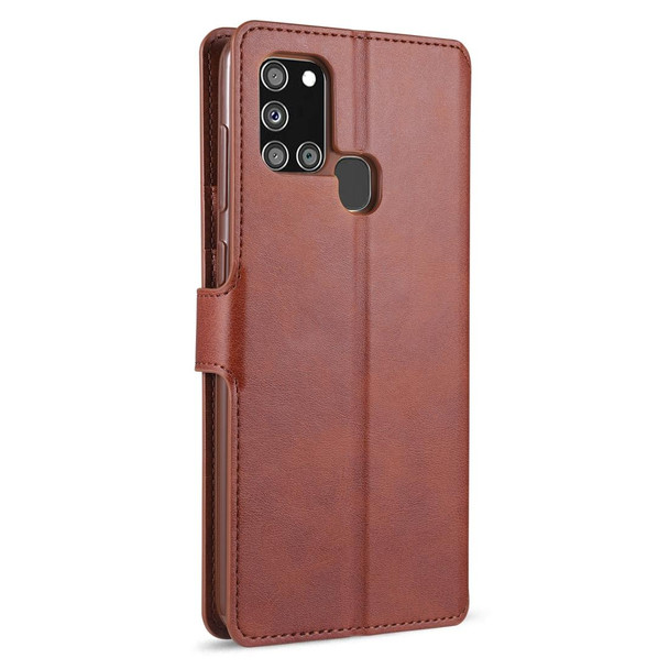 Samsung Galaxy A21s AZNS Calf Texture Horizontal Flip Leather Case with Holder & Card Slots & Wallet & Photo Frame(Brown)