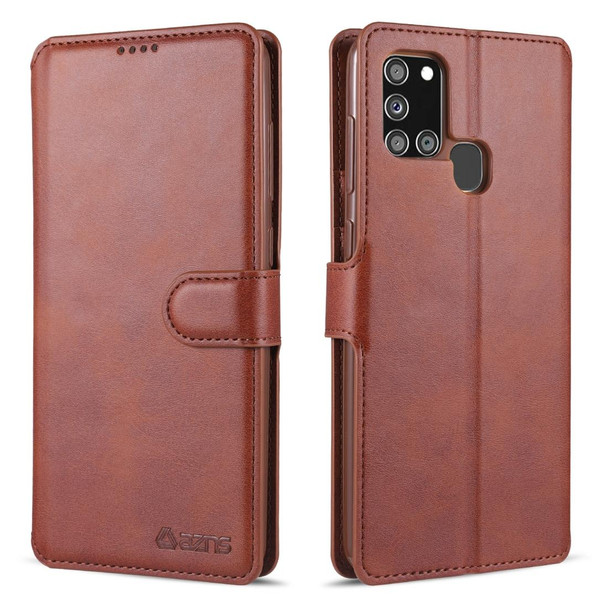 Samsung Galaxy A21s AZNS Calf Texture Horizontal Flip Leather Case with Holder & Card Slots & Wallet & Photo Frame(Brown)