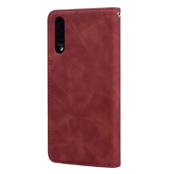 Samsung Galaxy A50 Frosted Business Magnetic Horizontal Flip PU Leather Case with Holder & Card Slot & Lanyard(Brown)