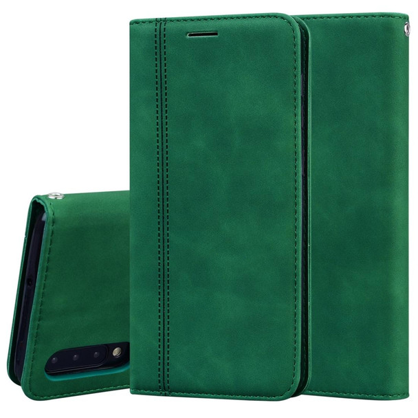 Samsung Galaxy A50 Frosted Business Magnetic Horizontal Flip PU Leather Case with Holder & Card Slot & Lanyard(Green)