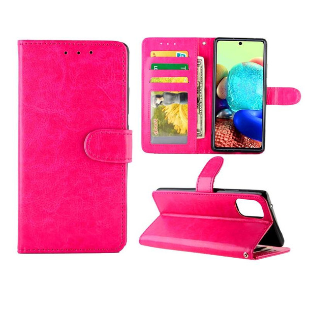 Samsung Galaxy A71 5G Crazy Horse Texture Leather Horizontal Flip Protective Case with Holder & Card Slots & Wallet & Photo Frame(Rose Red)
