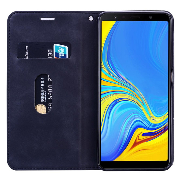 Samsung Galaxy A7 (2018) Frosted Business Magnetic Horizontal Flip PU Leather Case with Holder & Card Slot & Lanyard(Black)