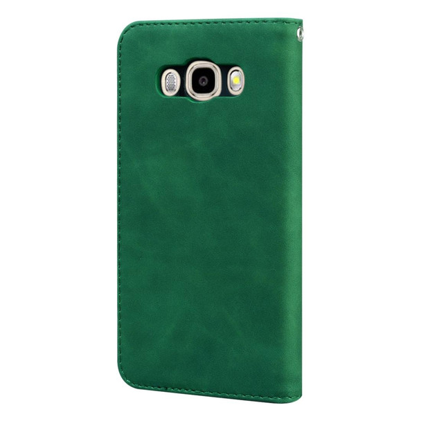 Samsung Galaxy J5 (2016) / J510 Frosted Business Magnetic Horizontal Flip PU Leather Case with Holder & Card Slot & Lanyard(Green)