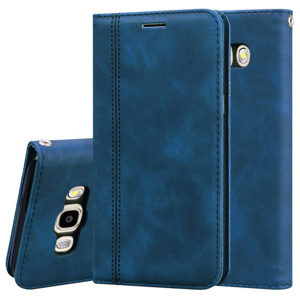 Samsung Galaxy J5 (2016) / J510 Frosted Business Magnetic Horizontal Flip PU Leather Case with Holder & Card Slot & Lanyard(Blue)