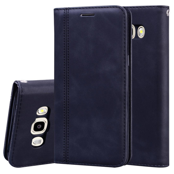 Samsung Galaxy J5 (2016) / J510 Frosted Business Magnetic Horizontal Flip PU Leather Case with Holder & Card Slot & Lanyard(Black)