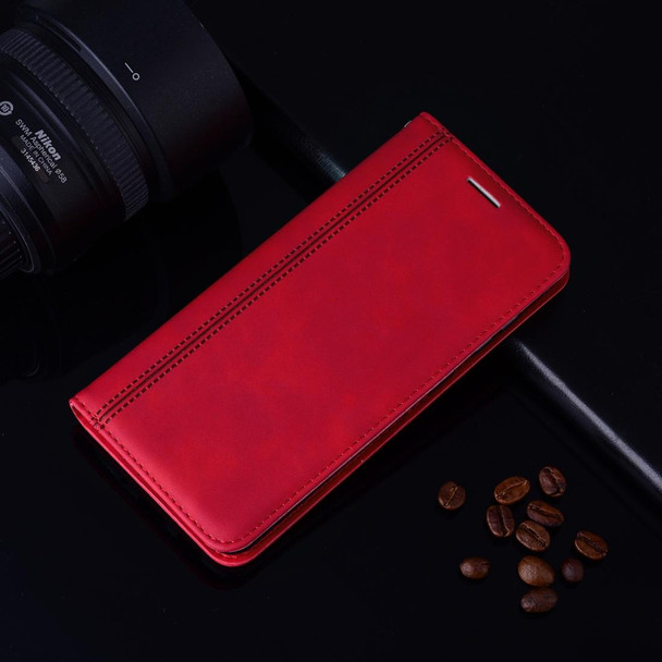 Samsung Galaxy J2 Core Frosted Business Magnetic Horizontal Flip PU Leather Case with Holder & Card Slot & Lanyard(Red)