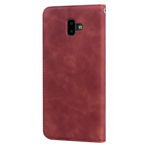 Samsung Galaxy J6 Plus (2018) Frosted Business Magnetic Horizontal Flip PU Leather Case with Holder & Card Slot & Lanyard(Brown)