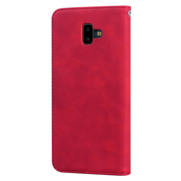 Samsung Galaxy J6 Plus (2018) Frosted Business Magnetic Horizontal Flip PU Leather Case with Holder & Card Slot & Lanyard(Red)