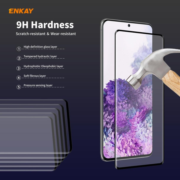 Samsung Galaxy S20 ENKAY Hat-Prince 0.26mm 9H 3D Full Glue Explosion-proof Full Screen Curved Heat Bending Tempered Glass Film