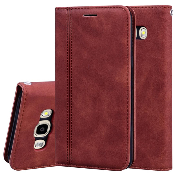 Samsung Galaxy J5 (2016) / J510 Frosted Business Magnetic Horizontal Flip PU Leather Case with Holder & Card Slot & Lanyard(Brown)