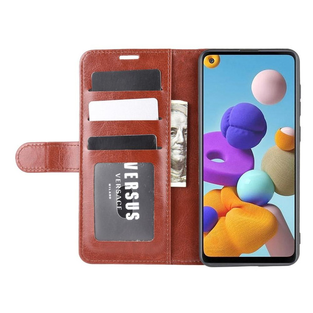 Galaxy A21s R64 Texture Single Horizontal Flip Protective Case with Holder & Card Slots & Wallet& Photo Frame(Brown)