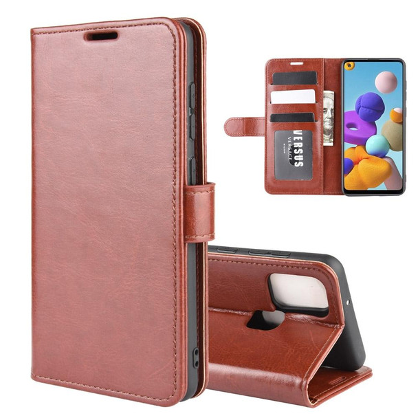 Galaxy A21s R64 Texture Single Horizontal Flip Protective Case with Holder & Card Slots & Wallet& Photo Frame(Brown)