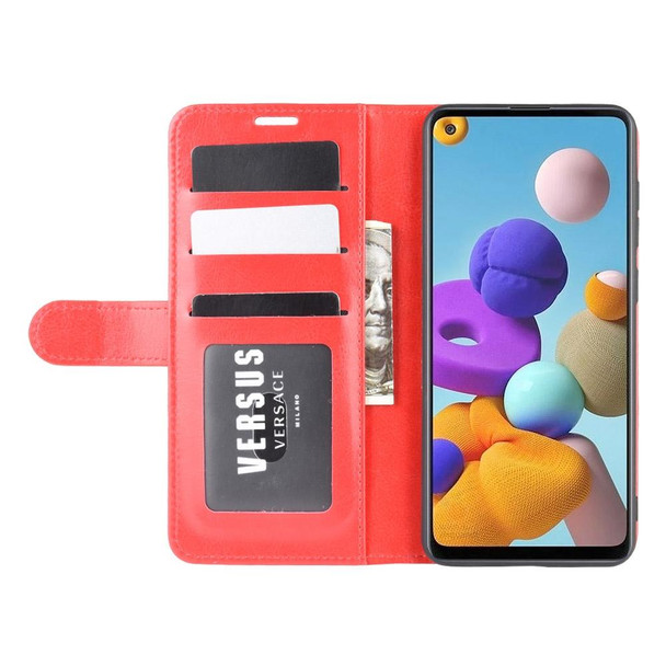 Galaxy A21s R64 Texture Single Horizontal Flip Protective Case with Holder & Card Slots & Wallet& Photo Frame(Red)