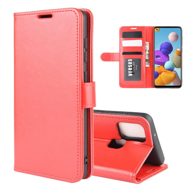 Galaxy A21s R64 Texture Single Horizontal Flip Protective Case with Holder & Card Slots & Wallet& Photo Frame(Red)