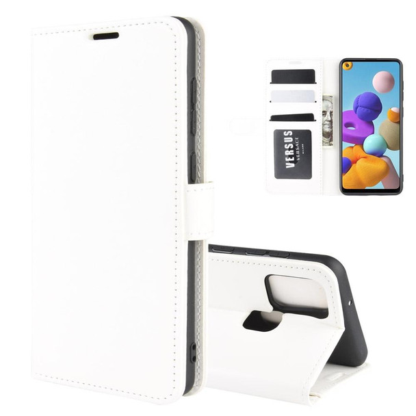 Galaxy A21s R64 Texture Single Horizontal Flip Protective Case with Holder & Card Slots & Wallet& Photo Frame(White)