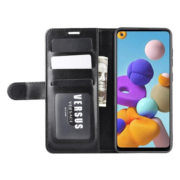 Galaxy A21s R64 Texture Single Horizontal Flip Protective Case with Holder & Card Slots & Wallet& Photo Frame(Black)