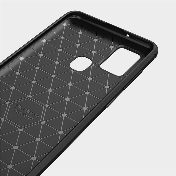Galaxy A21s Brushed Texture Carbon Fiber TPU Case(Black)