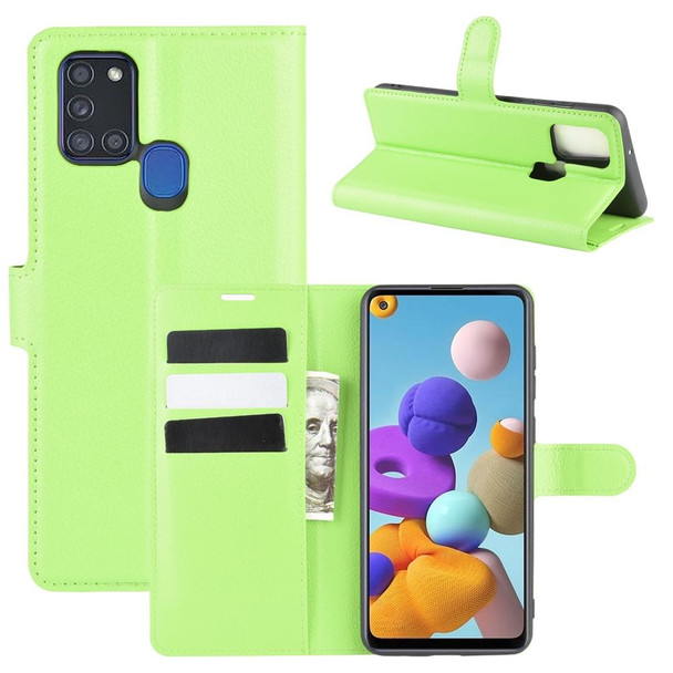 Galaxy A21S Litchi Texture Horizontal Flip Protective Case with Holder & Card Slots & Wallet(Green)