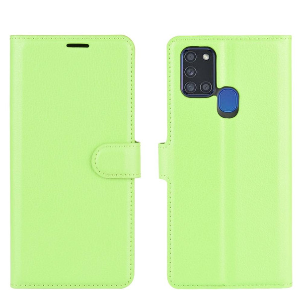 Galaxy A21S Litchi Texture Horizontal Flip Protective Case with Holder & Card Slots & Wallet(Green)