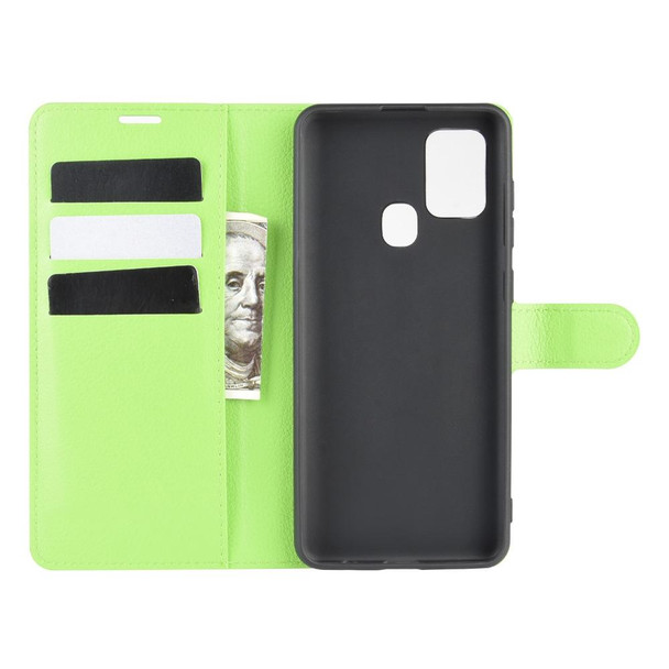Galaxy A21S Litchi Texture Horizontal Flip Protective Case with Holder & Card Slots & Wallet(Green)
