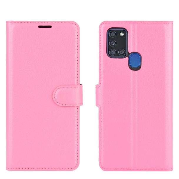 Galaxy A21S Litchi Texture Horizontal Flip Protective Case with Holder & Card Slots & Wallet(Rose red)