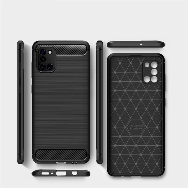 Galaxy A31 Brushed Texture Carbon Fiber TPU Case(Navy Blue)