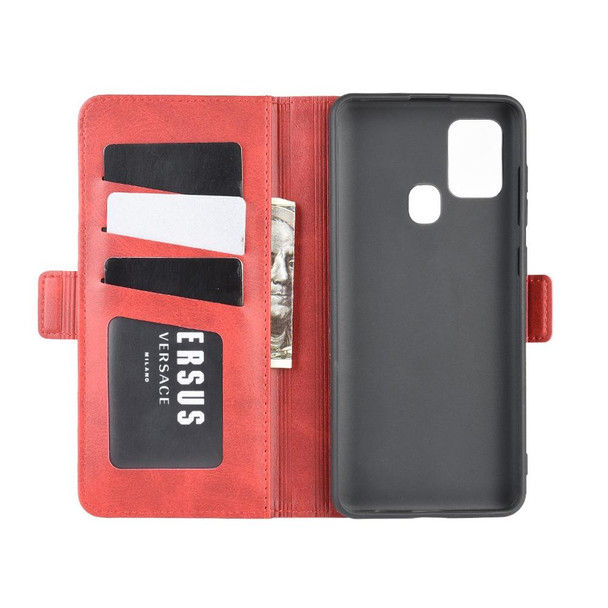 Galaxy A21S Dual-side Magnetic Buckle Horizontal Flip Leather Case with Holder & Card Slots & Wallet(Red)