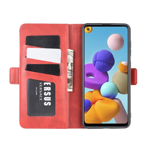 Galaxy A21S Dual-side Magnetic Buckle Horizontal Flip Leather Case with Holder & Card Slots & Wallet(Red)