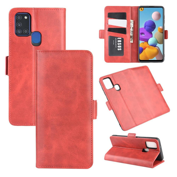 Galaxy A21S Dual-side Magnetic Buckle Horizontal Flip Leather Case with Holder & Card Slots & Wallet(Red)